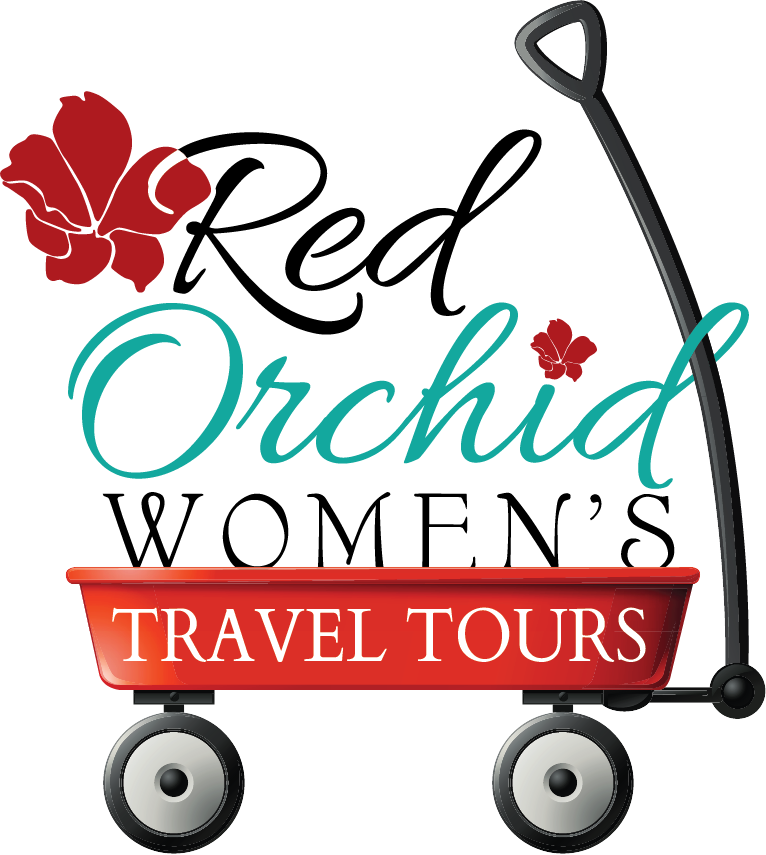 New Red Orchid Women's Travel logo - with wagon