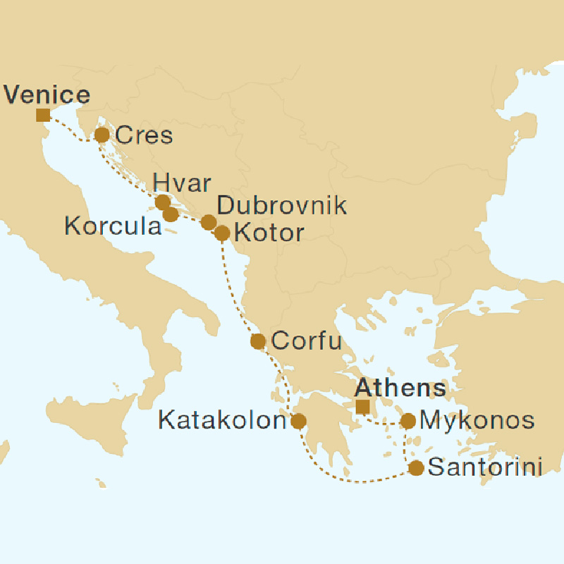 Come sail away with Red Orchid Travel and enjoy the beauty of the Eastern Mediterranean! We will sail from Athens to Venice, stopping at charming islands and coastal towns in Greece, Montenegro and Croatia.