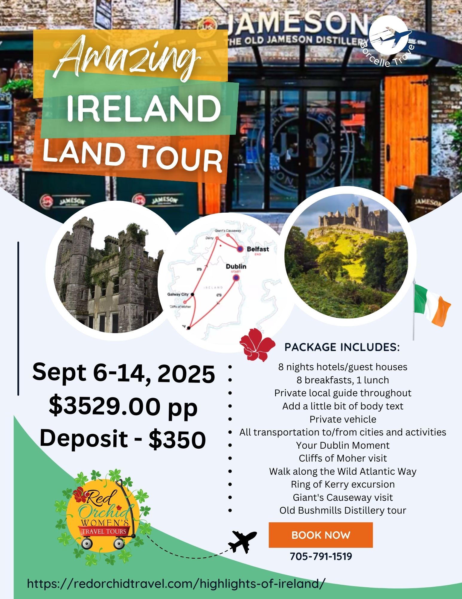 Red Orchid Travel will guide you to the breathtaking Cliffs of Moher in Ireland, where you can hike the picturesque countryside along the cliffs.