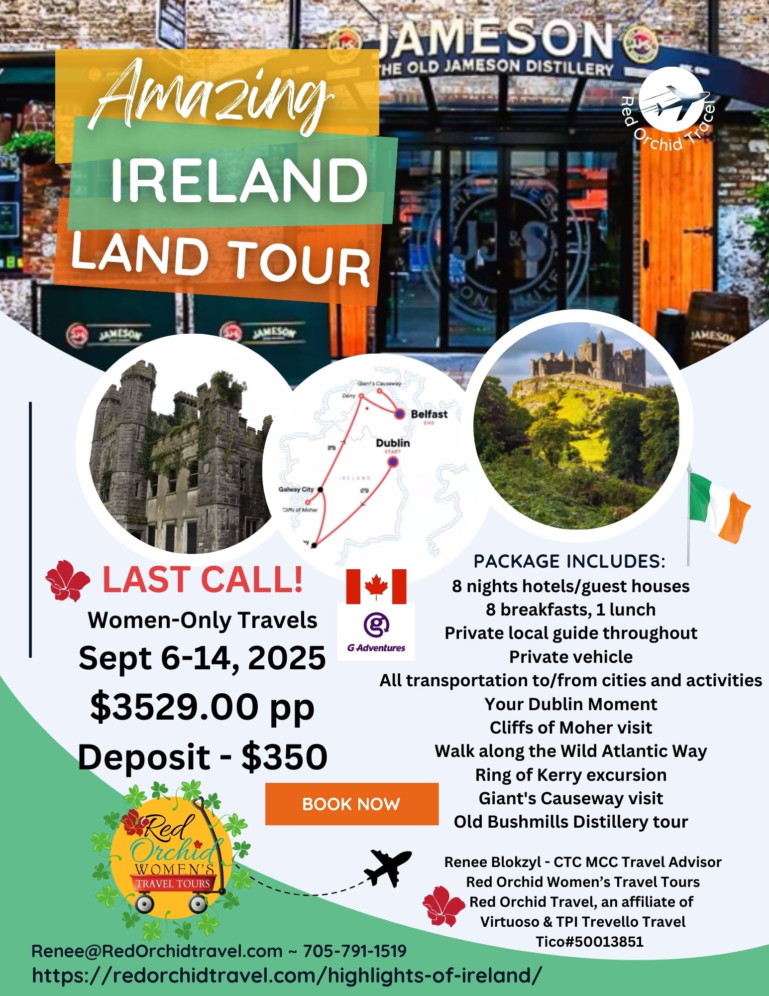 Red Orchid Travel will guide you to the breathtaking Cliffs of Moher in Ireland, where you can hike the picturesque countryside along the cliffs.