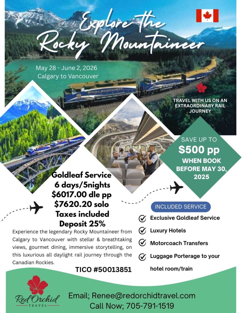 The Rocky Mountaineer adventure with Red Orchid Travel May 2026 tour.