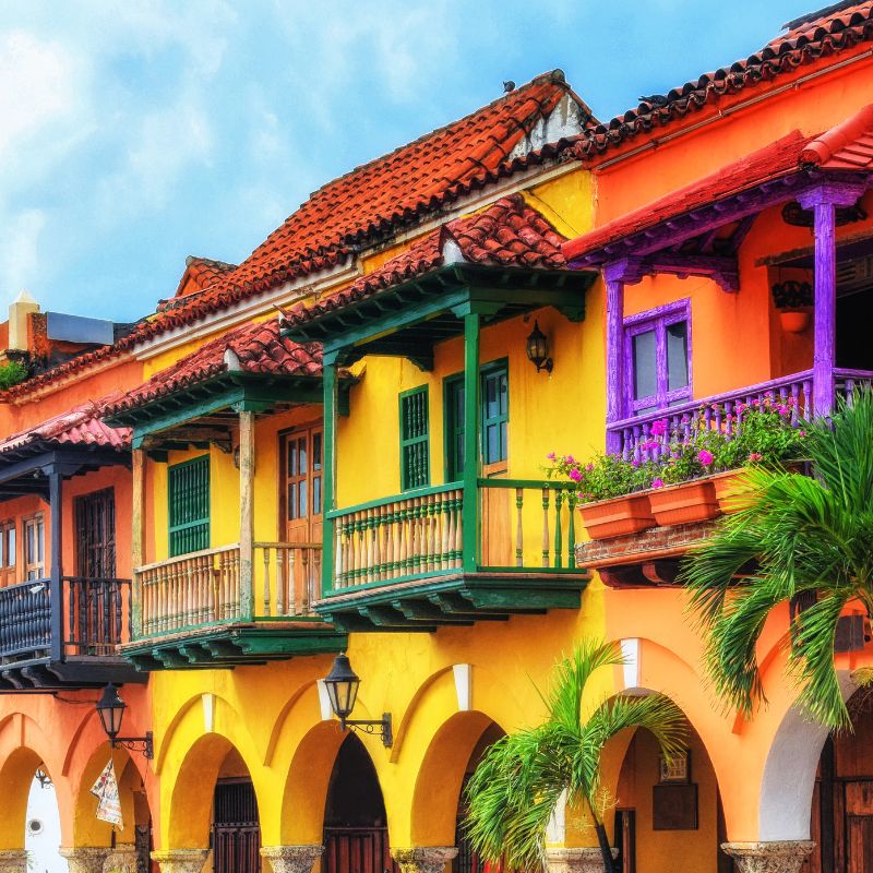 The bright colourful buildings of Cartagena.