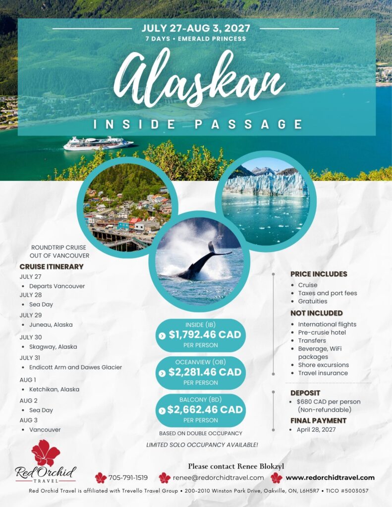 Flyer for the Alaska cruise in July 2027