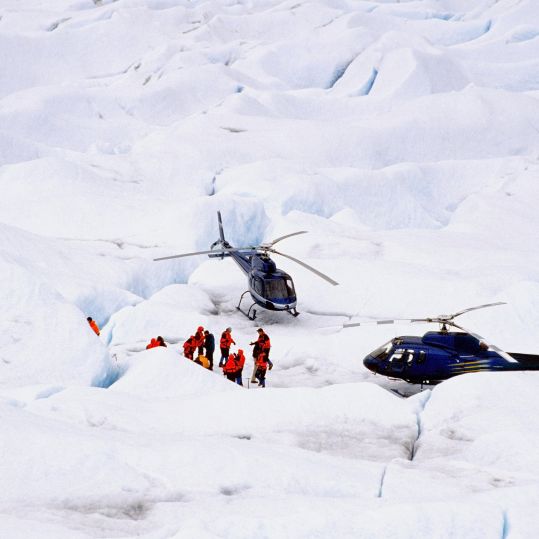 helicopter landing on Mendenhall Glacier