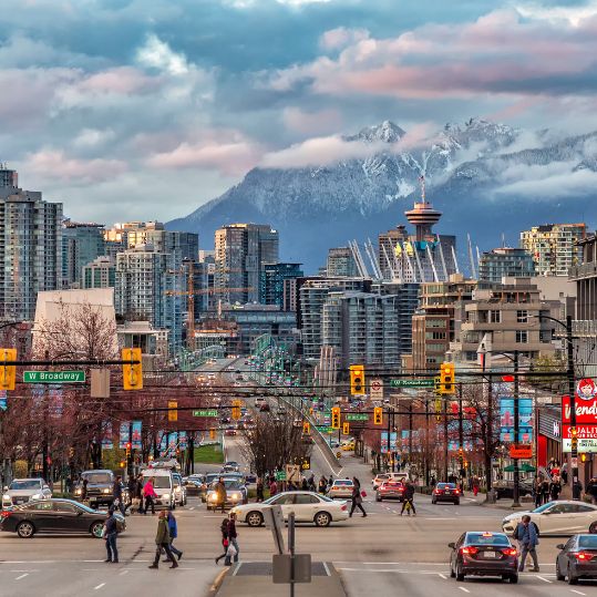 Vancouver downtown with mountain in the background