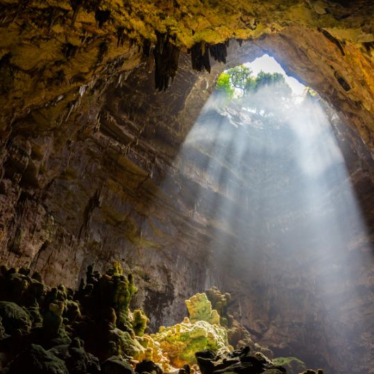 Discover one of Puglia’s most impressive natural landscapes: the underground complex of the Castellana Caves, a vast labyrinth of limestone chambers adorned by clusters of stalactites and stalagmites, formed over millennia.