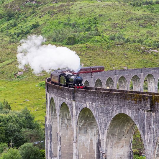 Visit the famous Glenfinnan Viaduct made famous by Harry Potter. Settle back at the viewpoint in time to see the Jacobite Steam train cross over the viaduct.